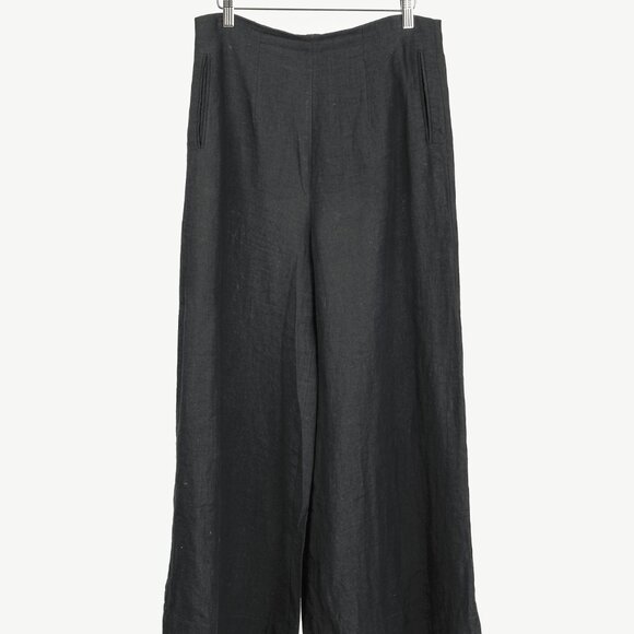 Anett Rostel Black Linen Wide-Leg Pants